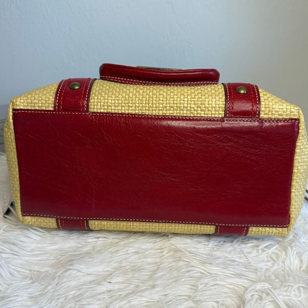 Vintage COACH y2k Red Natural Legacy Straw Tote Bag - Picture 6 of 13